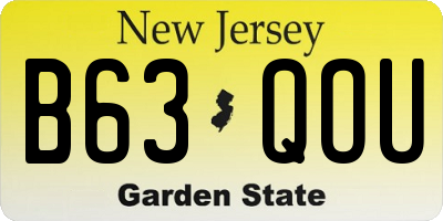 NJ license plate B63QOU