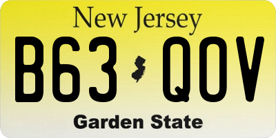 NJ license plate B63QOV