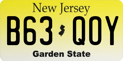 NJ license plate B63QOY