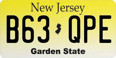 NJ license plate B63QPE