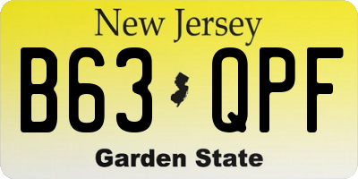 NJ license plate B63QPF