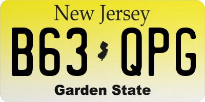 NJ license plate B63QPG