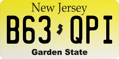 NJ license plate B63QPI