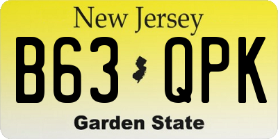 NJ license plate B63QPK