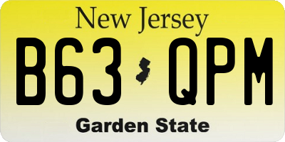 NJ license plate B63QPM
