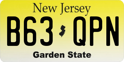 NJ license plate B63QPN