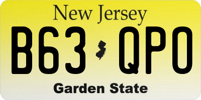 NJ license plate B63QPO