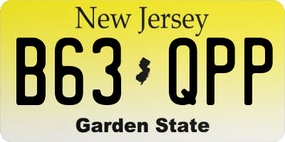 NJ license plate B63QPP