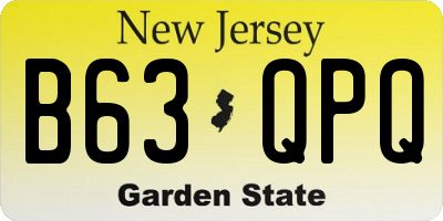 NJ license plate B63QPQ