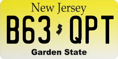 NJ license plate B63QPT