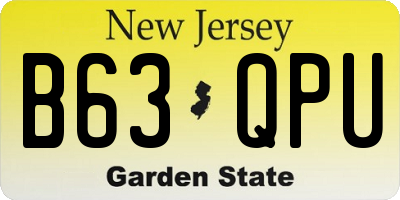 NJ license plate B63QPU