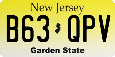 NJ license plate B63QPV