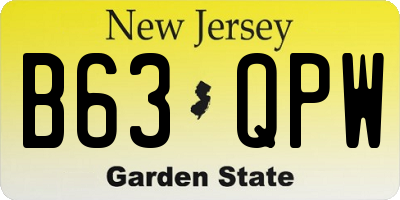 NJ license plate B63QPW
