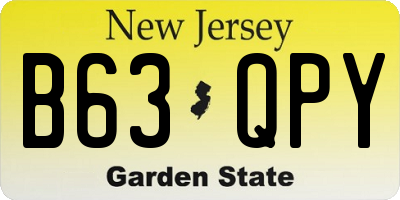 NJ license plate B63QPY