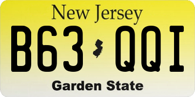 NJ license plate B63QQI