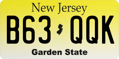NJ license plate B63QQK