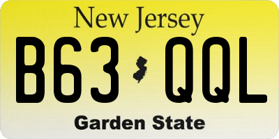 NJ license plate B63QQL