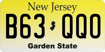 NJ license plate B63QQO