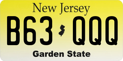 NJ license plate B63QQQ