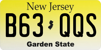 NJ license plate B63QQS