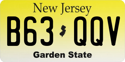NJ license plate B63QQV