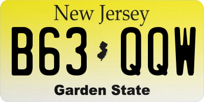 NJ license plate B63QQW