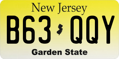 NJ license plate B63QQY