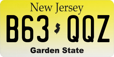 NJ license plate B63QQZ