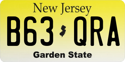 NJ license plate B63QRA