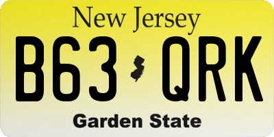 NJ license plate B63QRK