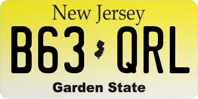 NJ license plate B63QRL