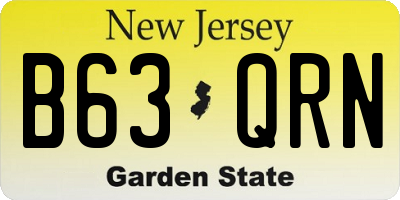NJ license plate B63QRN
