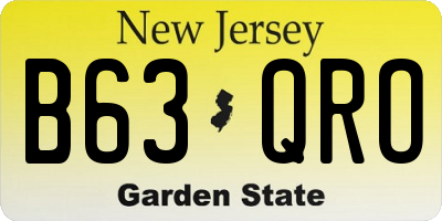 NJ license plate B63QRO