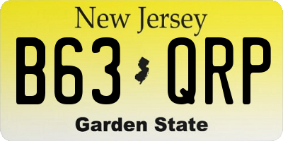 NJ license plate B63QRP
