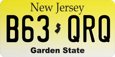 NJ license plate B63QRQ