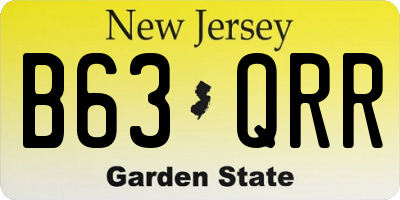 NJ license plate B63QRR