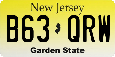 NJ license plate B63QRW