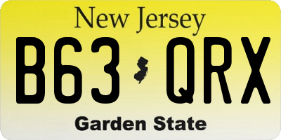 NJ license plate B63QRX
