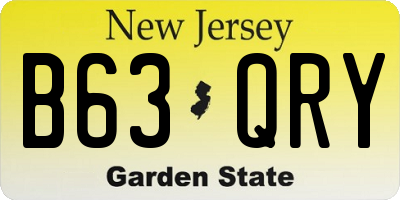 NJ license plate B63QRY