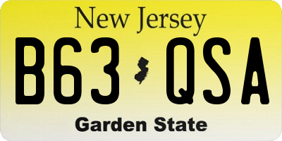 NJ license plate B63QSA