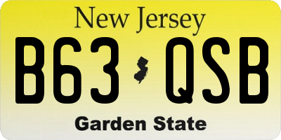 NJ license plate B63QSB