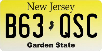 NJ license plate B63QSC