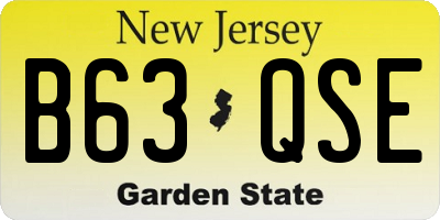 NJ license plate B63QSE