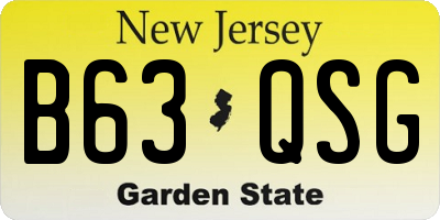 NJ license plate B63QSG