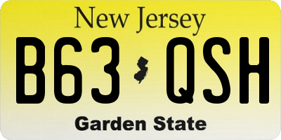 NJ license plate B63QSH