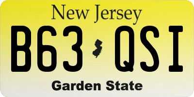 NJ license plate B63QSI