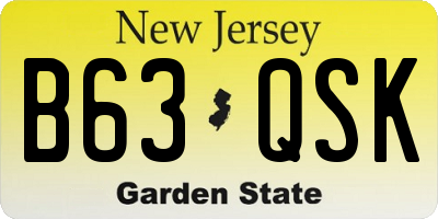 NJ license plate B63QSK