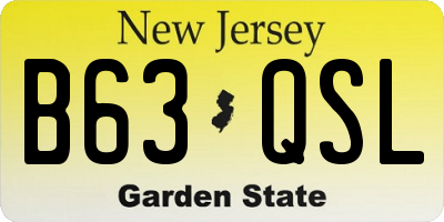 NJ license plate B63QSL