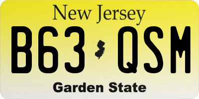 NJ license plate B63QSM