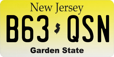 NJ license plate B63QSN
